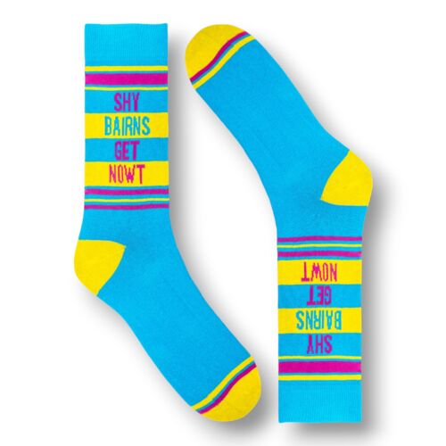 Unisex novelty socks for men and women Shy Bairns Get Nowt Northern socks