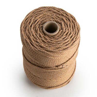 Cordón de macramé Cuerda Cuerda 3 capas Giro 3 mm x 200 m 3 hilos cordón de algodón CAMEL
