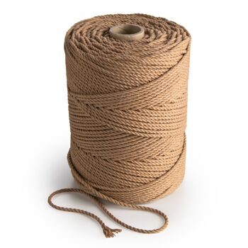 Macramé Corde Corde Ficelle 3 plis Torsion 3mm x 200m Cordon coton 3 brins CAMEL 2