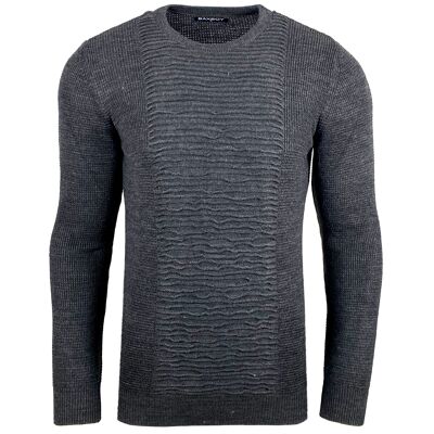 Maglione lavorato a maglia grosso girocollo a coste da uomo di moda subliminale