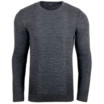 Subliminal Fashion Men's Ribbed Round Neck Chunky Knit Sweater