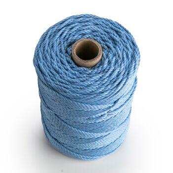 Cordon Macramé Corde 3 brins Twist 3mm x 200m Cordon coton 3 brins BLEU CIEL 1