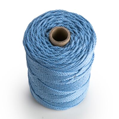 Macrame Cord Rope Twine 3 ply Twist 3mm x 200m 3 strands cotton cord string LIGHT BLUE