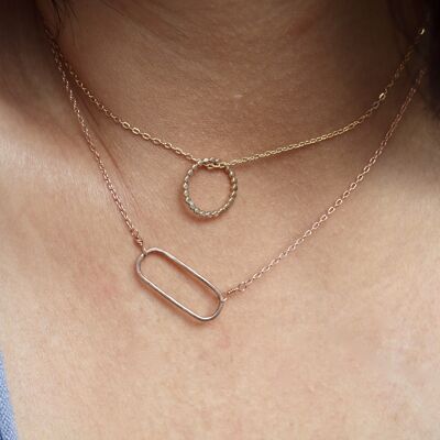 Small hoop pendant in 14K rose gold filled, circle, gift for her, contemporary jewelry