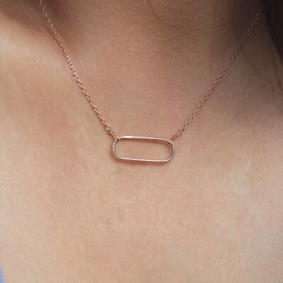 Open Capsule Pendant, 14K Rose Gold Filled, Open Oval Pendant, Capsule Pendant Necklace, Giant Paperclip Pendant Necklace, Open Oval Pendant Necklace
