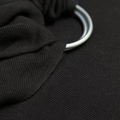 Bolso bandolera con anilla, algodón orgánico, negro