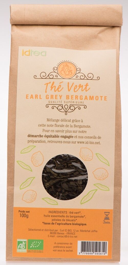 Thé vert earl grey bio - 80g