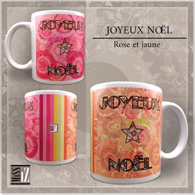 Mug - Christmas – Silent Night - Pink and yellow