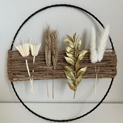 Dried Flower Wreath | Jute Cord Wreath | Gold & white | 20cm