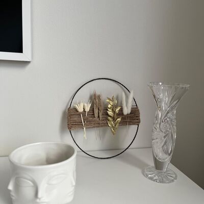 Getrockneter Blumenkranz | Jutekordel Kranz | Gold & Weiß | 30cm