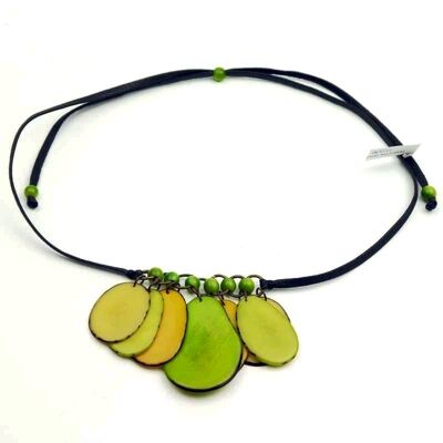 Tagua necklace, coco, light green