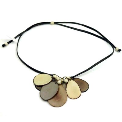 Tagua necklace, coco, gray / brown