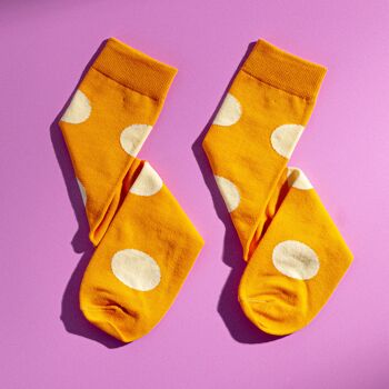 Chaussettes pour homme en coton égyptien à pois orange 1