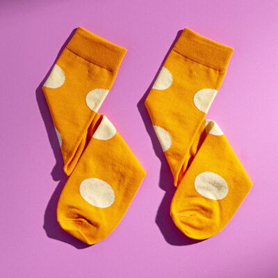 Chaussettes pour homme en coton égyptien à pois orange
