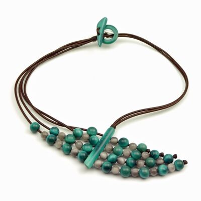 Tagua necklace, Epiro, petrol / gray