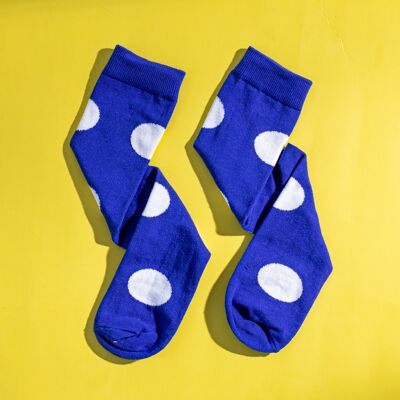Königsblaue gepunktete Socken aus ägyptischer Baumwolle für Herren
