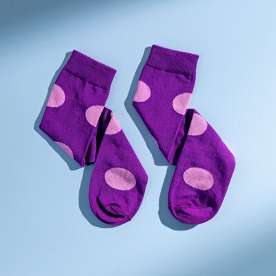 Chaussettes violettes à pois en coton égyptien pour homme