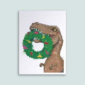 Carte Couronne de dinosaures de Noël 1
