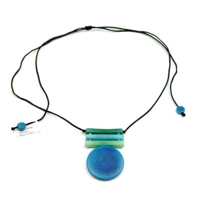 Tagua necklace, Intiluna, blue / turquoise