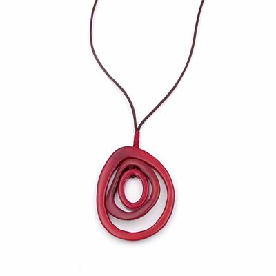 Collier Tagua, Saturne, rouge