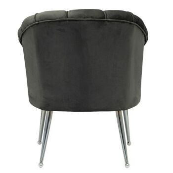 Fauteuil coque en velours de luxe Mila | Gris | jambes d'argent 3