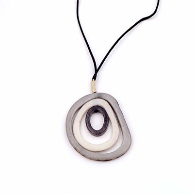 Tagua necklace, Saturn, gray