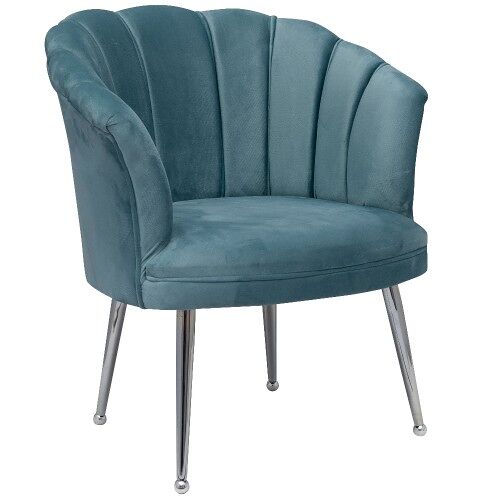 Luxe Velvet Schelp Fauteuil Mila | Babyblauw | Zilveren Poten