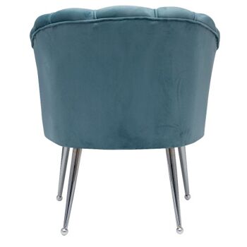 Fauteuil coque en velours de luxe Mila | Bleu bébé | Jambes d'argent 2