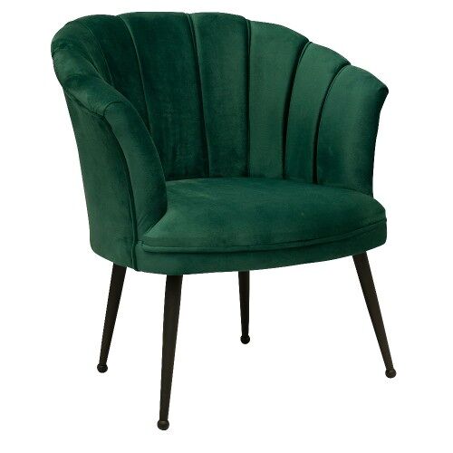 Luxe Velvet Schelp Fauteuil Mila | Groen | Zwarte Poten