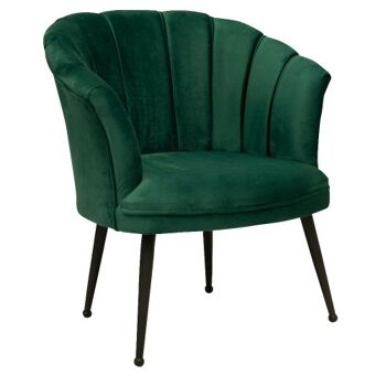 Fauteuil coque en velours de luxe Mila | Vert | Jambes noires 1