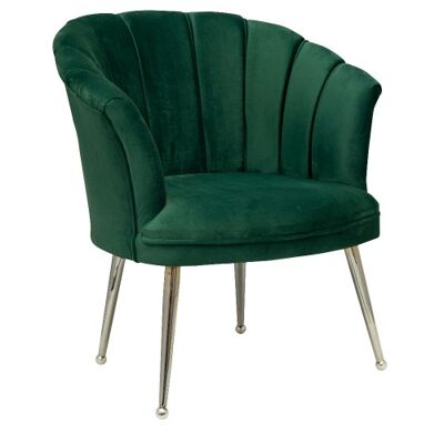 Luxury Velvet Shell Armchair Mila | Green | Silver Legs