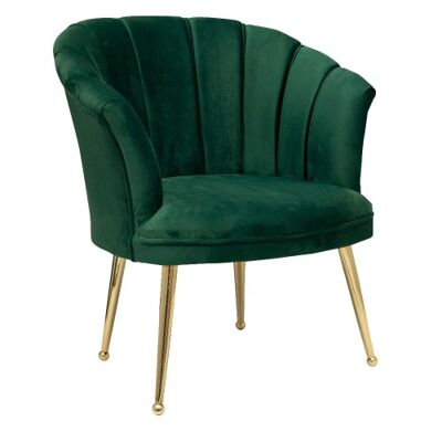 Luxury Velvet Shell Armchair Mila | Green | Golden Legs