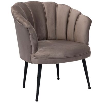 Fauteuil coque en velours de luxe Mila | moka | Jambes noires