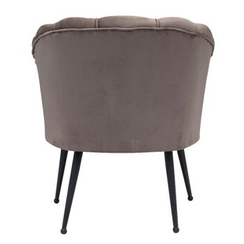 Fauteuil coque en velours de luxe Mila | moka | Jambes noires 3