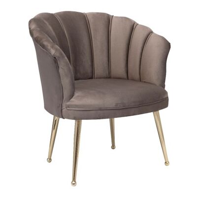 Luxury Velvet Shell Armchair Mila | mocha | golden legs