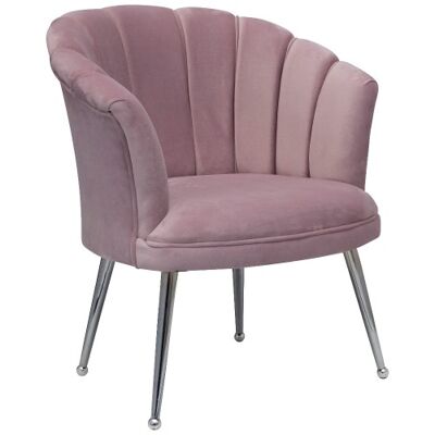 Luxury Velvet Shell Armchair Mila | Pink | Silver Legs