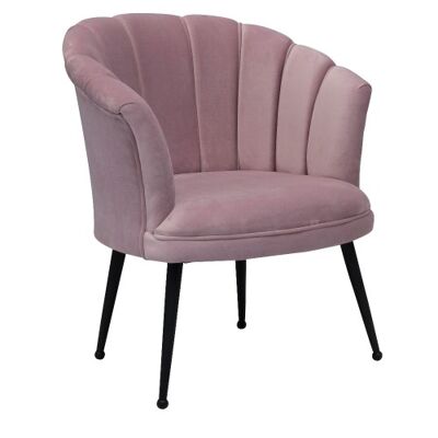 Luxury Velvet Shell Armchair Mila | Pink | Black Legs