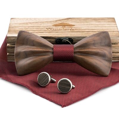 Wooden Bow Tie "Heartwood" Walnut - Red