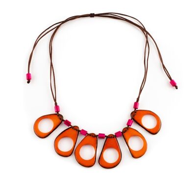 Tagua necklace, Seda, orange