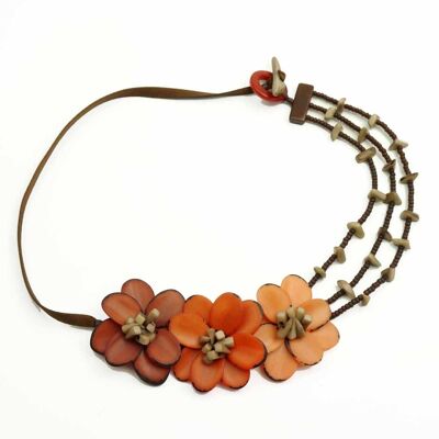 Tagua necklace, azucenita, red