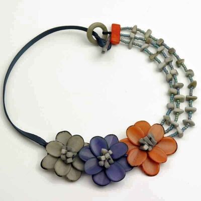 Tagua necklace, azucenita, taupe
