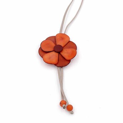 Tagua necklace, Florosa Mate, red