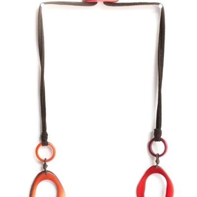 Tagua necklace, Kayuna, red / orange