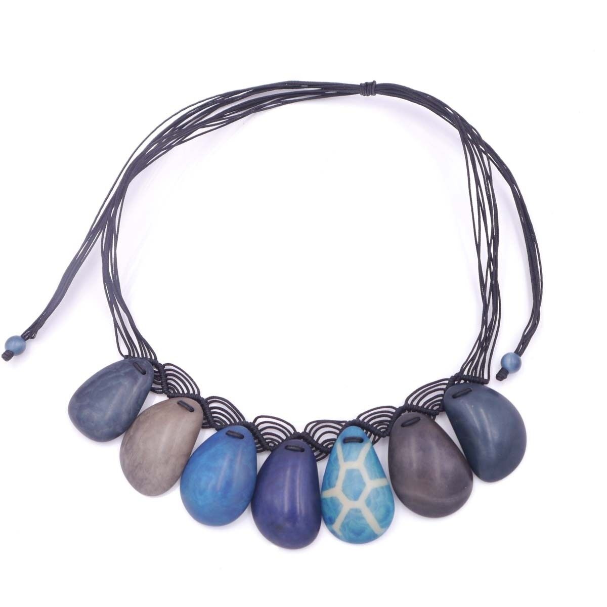 Tagua Kette, Keikosan Batik, Rauchblau