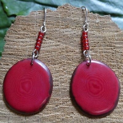 Tagua earrings Lea, red