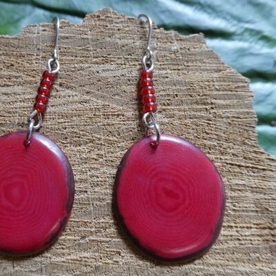 Tagua earrings Lea, red