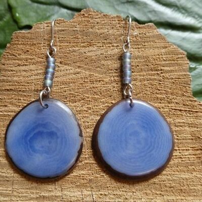 Tagua earrings Lea, blue gray