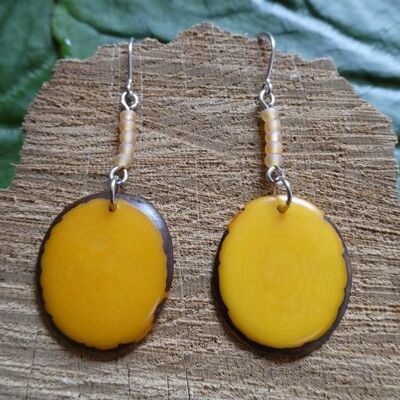 Tagua earrings Lea, yellow