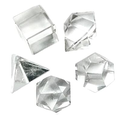 5 sólidos platónicos en cristal de roca