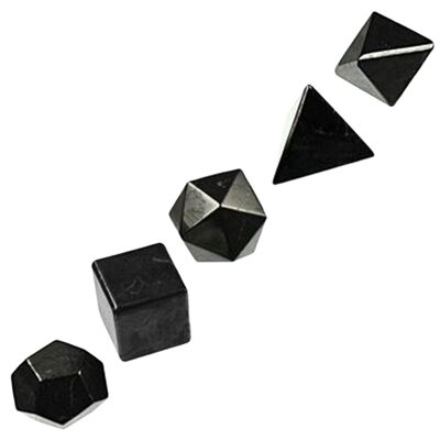 5 sólidos platónicos en obsidiana negra